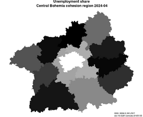 unemployment in Central Bohemia cohesion region akt/unemployment-share-CZ02-lau