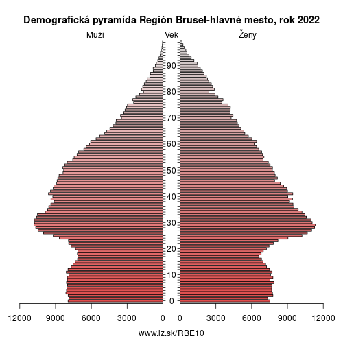 demograficky strom BE10 Región Brusel-hlavné mesto demografická pyramída