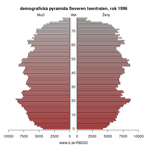 demograficky strom BG32 Severen tsentralen 1996 demografická pyramída