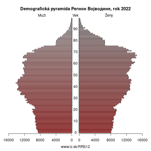 demograficky strom RS12 Регион Војводине demografická pyramída