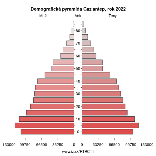 demograficky strom TRC11 Gaziantep demografická pyramída