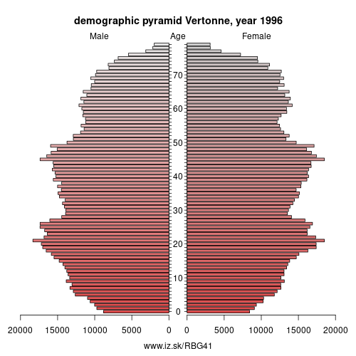 demographic pyramid BG41 1996 Vertonne, population pyramid of Vertonne