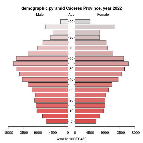 demographic pyramid ES432 Cáceres Province