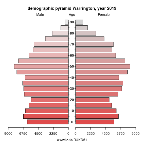 demographic pyramid UKD61 Warrington