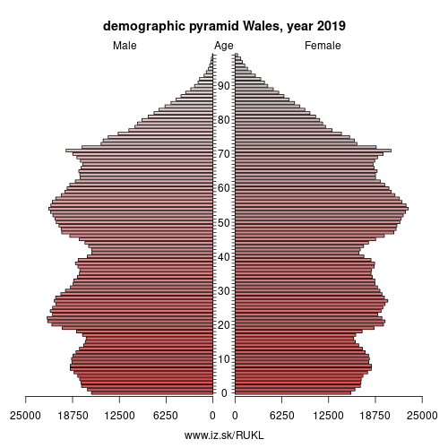 demographic pyramid UKL Wales
