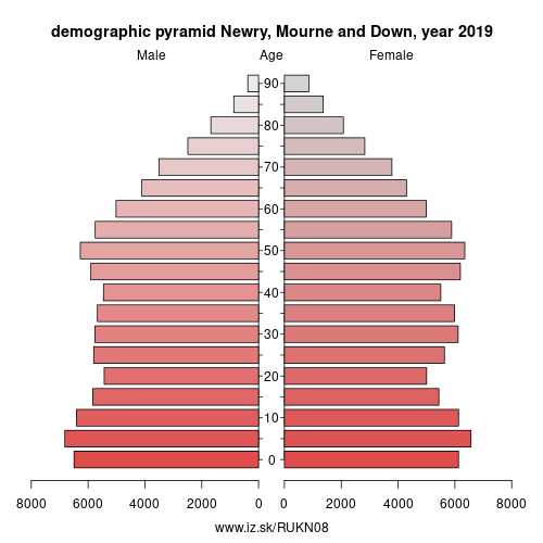 demographic pyramid UKN08 Newry, Mourne and Down