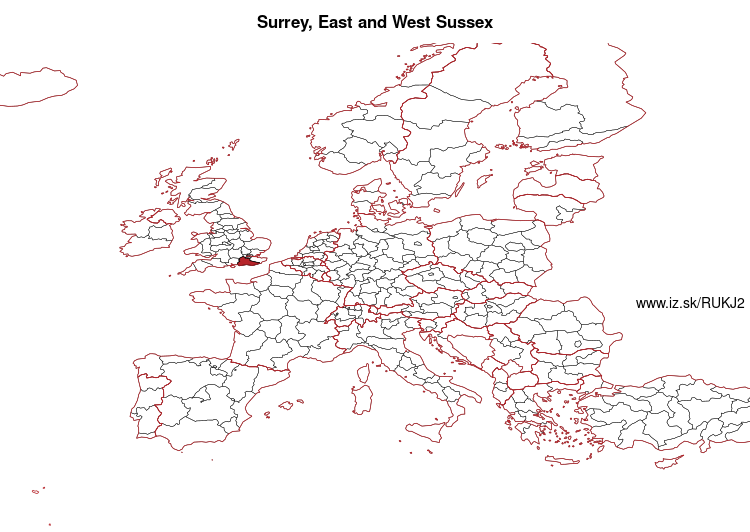 map of Surrey, East and West Sussex UKJ2
