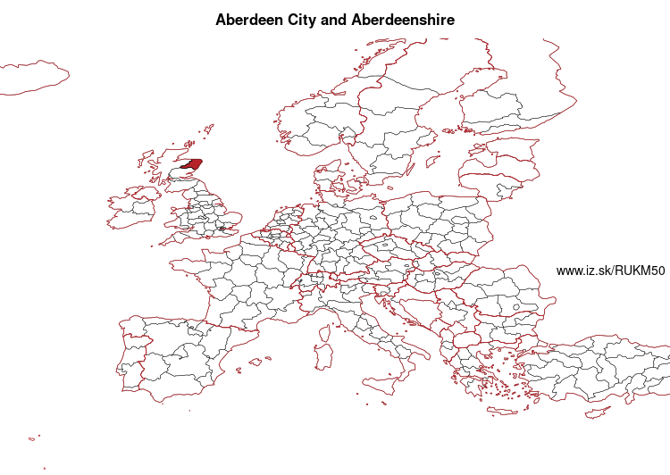 map of Aberdeen City and Aberdeenshire UKM50
