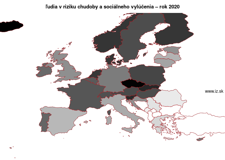 mapa ľudia v riziku chudoby a sociálneho vylúčenia v nuts 0