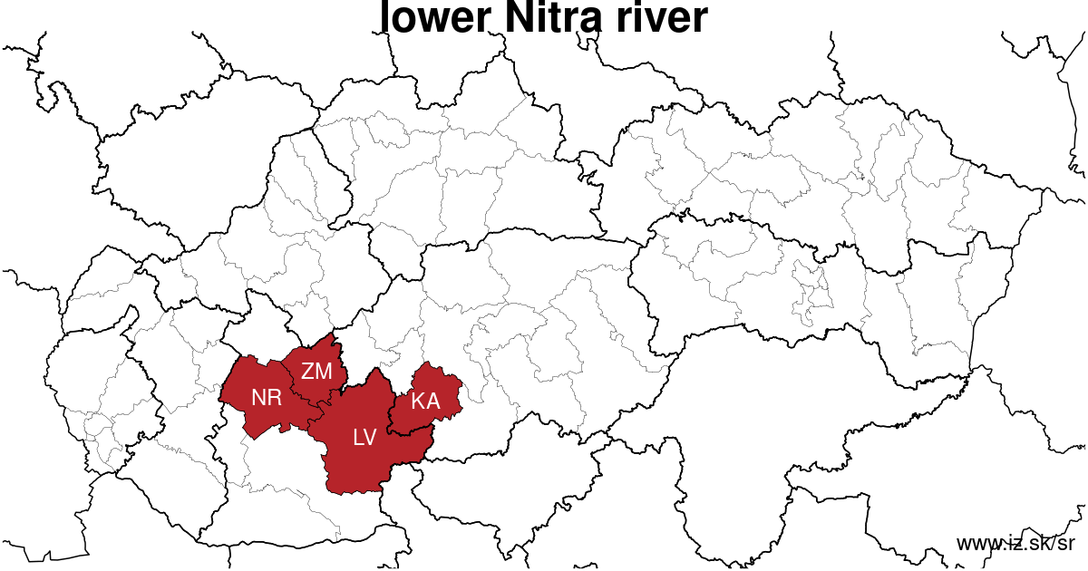 map of region lower Nitra river