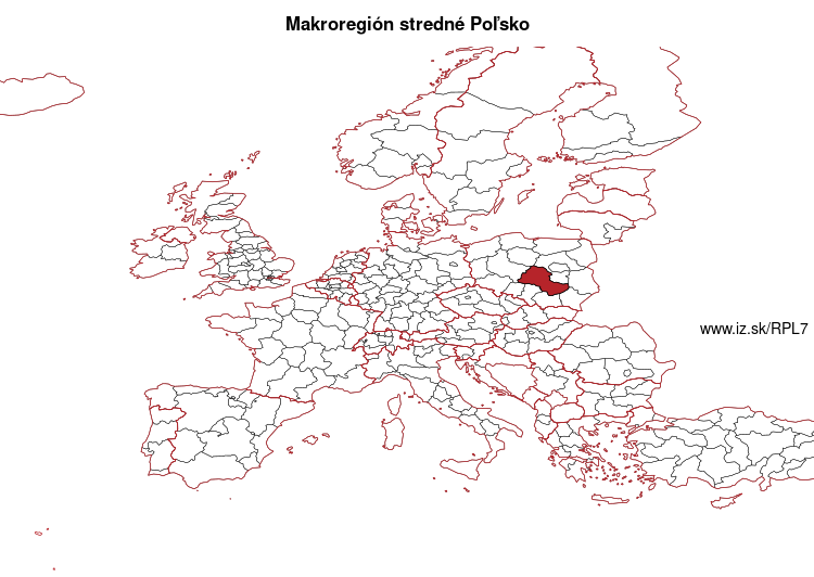 mapka Makroregión stredné Poľsko PL7