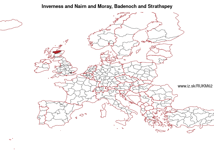 mapka Inverness and Nairn and Moray, Badenoch and Strathspey UKM62
