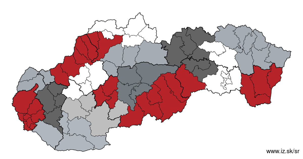 mapa regiónov Slovenska