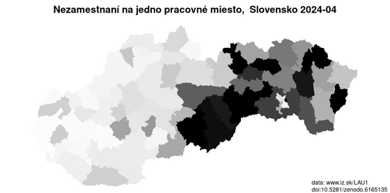 počet nezamestnaných na voľné pracovné miesto na Slovensku akt/nezam-vpm-SK
