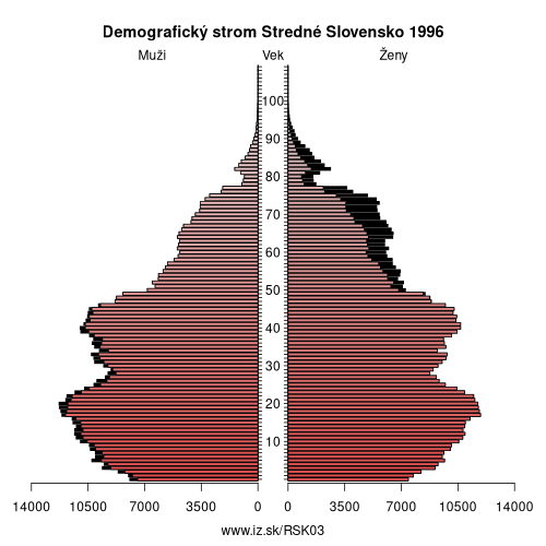 demografický strom SK03 Stredné Slovensko v roku 1996