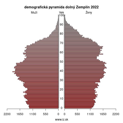 demo­grafická pyramída dolný Zemplín 2024