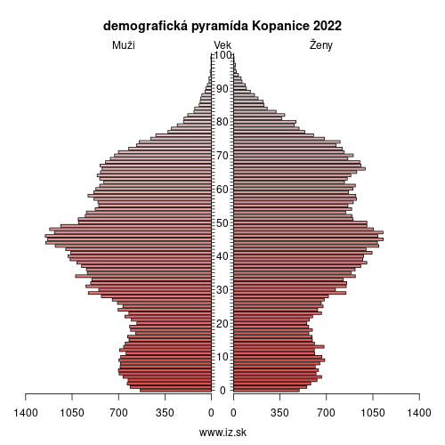 demo­grafická pyramída Kopanice 2024
